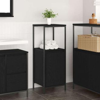 vidaXL Mueble De Ba&ntilde;o Con Estantes Roble Negro 36x35x95 Cm Vidaxl