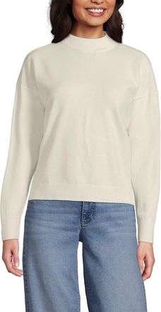Lands End CashTouch Drop Shoulder Mock Neck Sweater in Off White at Nordstrom, Size X-Large