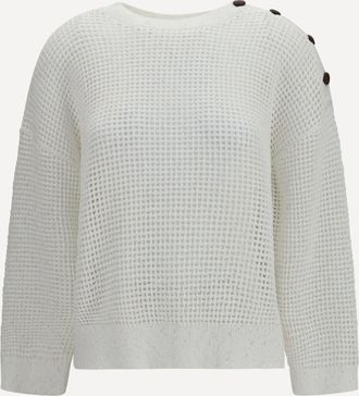 Brunello Cucinelli Maglione a rete con bottoni sulla spalla Woman S
