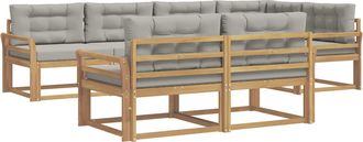 vidaXL Conjunto De Sof&aacute;s De Exterior 6 Uds. Blanco Y Gris Claro Vidaxl