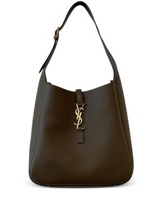 Saint Laurent logo-plaque shoulder bag - women - Suede/CALFSKIN - OS - Brown