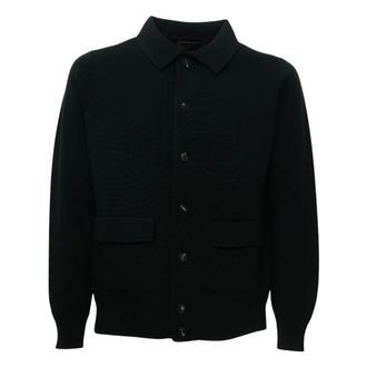 FILIPPO DE LAURENTIIS C&aacute;rdigan con cuello de camisa - Knitwear - Hombre - Negro - 3XL
