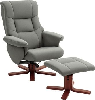 HOMCOM Homcom - Recliner Chair with Footstool, Backrest Adjustable, Armchair, Grey