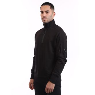 C.P. Company Mens C.P. Company Diagonal Raised Fleece Half-Zip Sweatshirt in Black