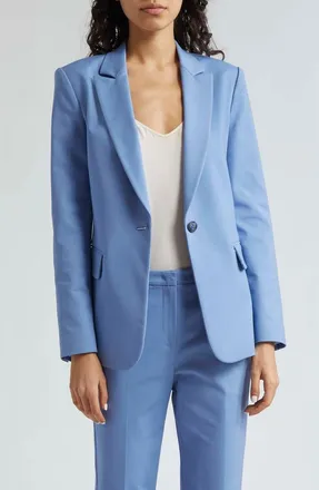 Emporio Armani Cotton Couture One-Button Blazer in Solid Light Blue at Nordstrom, Size 12 Us