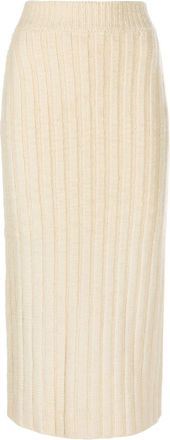 Jil Sander ribbed-knit wool midi skirt - women - Wool - 34 - Neutrals