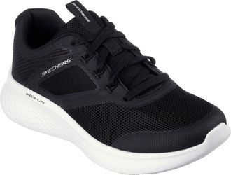 Skechers Womens Hotmelt Overlay Mesh Lace Up W Slip On Trainers in Black/White - Size UK 2.5