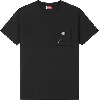 Kenzo Zwart T-shirt met zilveren broche - Dames - T-shirts - Zwart - S - Katoen - Tops
