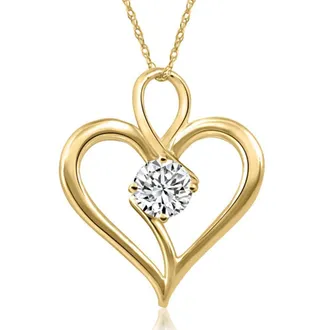 Pompeii3 3/4Ct Diamond Solitaire Heart Necklace in Yellow Gold Pendant