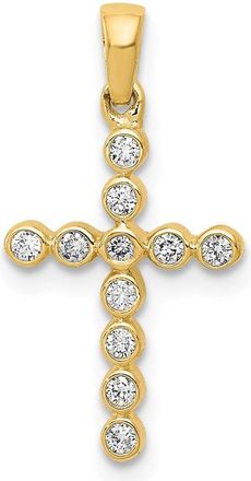 Diamond2Deal 10k Yellow Gold Polished 1/10ct. Diamond Cross Pendant