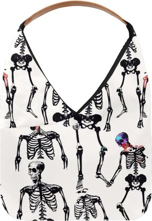 Generic Color Human Skeleton Pattern Reusable Lightweight Grocery Bags - Foldable Into Compact Pouch, Washable & Sturdy, Multipurpose for Shopping and Travel