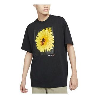 Nike SB Skateboard Mens Daisy-print Crew Neck Black DB9962-010