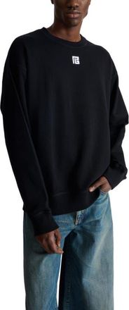 Balmain Cotton sweatshirt with PB embroidery in Black at Nordstrom, Size Xxx-Large Eu