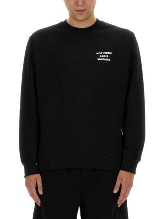 Dr&ocirc;le de Monsieur Slogan Cotton Sweatshirt - Black