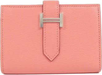 Herm&egrave;s Pink Chevre Leather Wallet (Bi-Fold) (Pre-Owned)