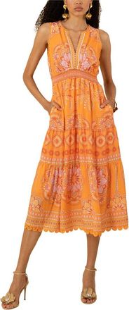 Hale Bob Liv Linen-Blend Midi Dress