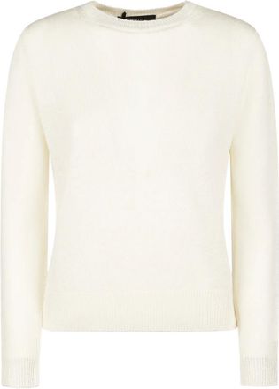 Max Mara Round-neck Knitwear, female, Beige, Size: XS Maglia Canottiera Top