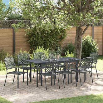 vidaXL Conjunto De Comedor De Jard&iacute;n 9 Pcs Antracita Acero Vidaxl