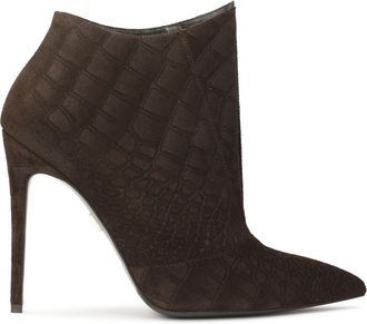 Kazar Bruin reli&euml;f su&egrave;de laarzen - Dames - Laarzen met Hak - Bruin - 37 EU - Su&egrave;de - Schoenen