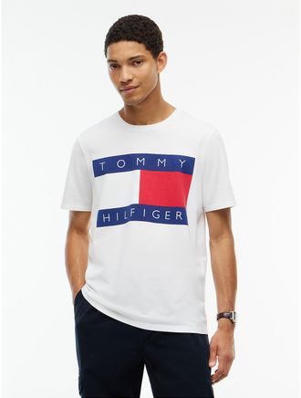 Tommy Hilfiger Mens Big Flag Logo T-Shirt - Ecru - XXXL
