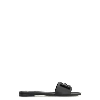 Fendi Sliders, female, Black, Size: 6 US Baguette Leather Slides