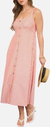 Blu Pepper Stripe Button Trim Midi Dress in Red at Nordstrom Rack, Size Medium