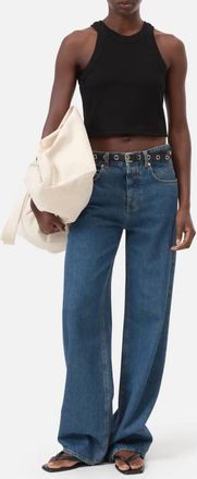 Closed Cropped Racer Tank In Black