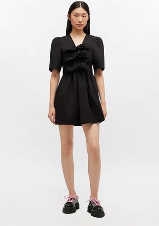 Ganni Black Cotton Mini Dress - Size 34 Organic