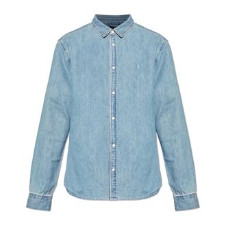 AllSaints Denim Shirts, male, Blue, Size: XL Gleason Ramskull Denim Shirt