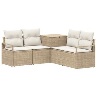 vidaXL Juego De Sof&aacute; 5 Uds. Beige Y Blanco Crema Vidaxl