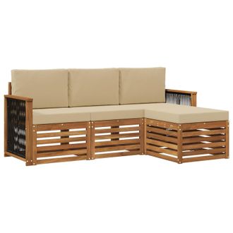 vidaXL Conjunto De Sof&aacute;s De Exterior Con Coj&iacute;n 4 Pcs Natural Y Beige Vidaxl