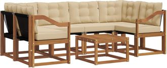 vidaXL Conjunto De Sof&aacute;s De Exterior 7 Uds. Natural Y Beige Vidaxl