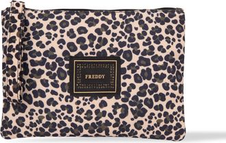 Freddy Bustina animalier in canvas con zip e logo con strass