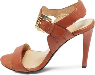 Balenciaga Sandali in pelle con cinturino alla caviglia - Marrone