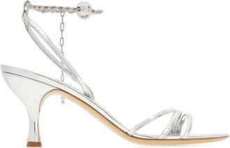 Ferragamo Denise 70 Sandalen - Dames - Sandalen met hakken - Grijs - 35 1/2 EU - Leer - Schoenen