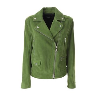 Karl Lagerfeld Su&egrave;de Leren Bikerjack - Dames - Leren en Su&egrave;de Jassen - Groen - M - Su&egrave;de - Jassen