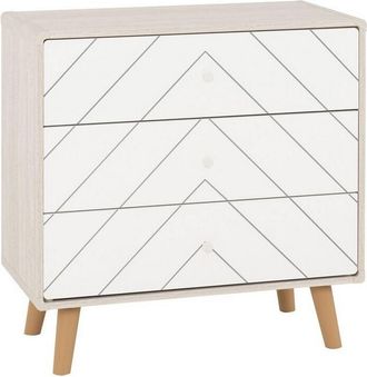 Seconique Dixie 3 Drawer Chest - L39.5 x W80 x H79 cm - Dusty Grey/White