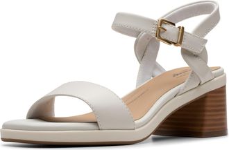 Clarks Womens Jaylan Ray Heeled Sandal, Off White Leather, 5 UK Wide