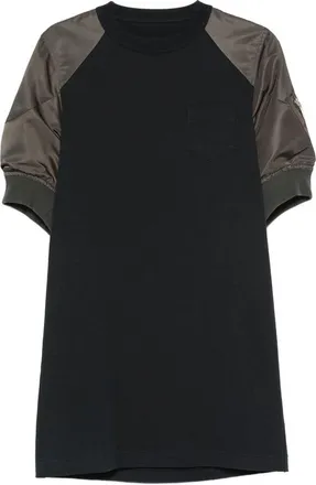 sacai Panelled Puff-sleeve Mini T-shirt Dress