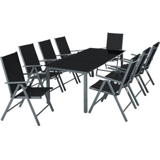 TecTake Aluminum Seating Set 8+1 in Dark Grey | Size: XL