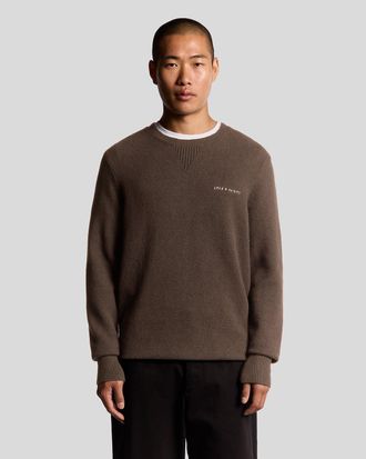 Lyle & Scott gebreide Script ronde hals trui - Bruin