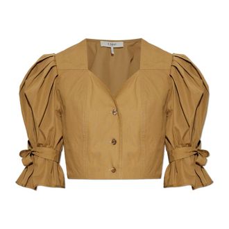Chlo&eacute; Blouses, female, Brown, Size: 2XS Puff-sleeve Cropped Top