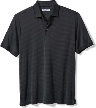 Tommy Bahama Bay Stripe IslandZone Performance Polo in Coal at Nordstrom, Size 3Xlt