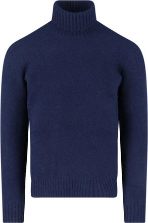 Drumohr Navy Blue High-Neck Wool Sweater