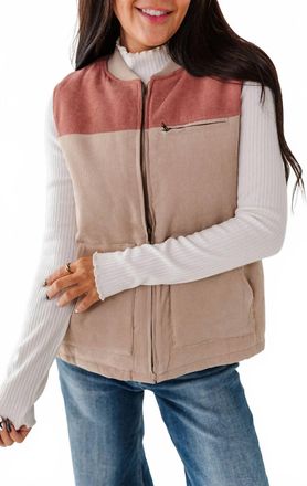 Hem & Thread Shiloh Corduroy Vest In Taupe