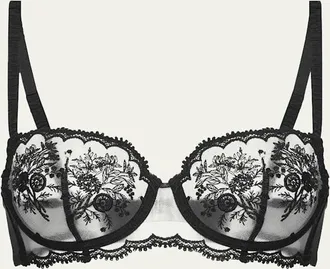 Simone P&eacute;r&egrave;le Intrigue Floral-Embroidered Demi Bra