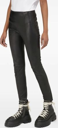 Bally Leren legging met geborduurd logo - Zwart