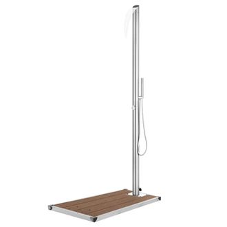 vidaXL Ducha De Jard&iacute;n Con Base Marr&oacute;n 225 Cm De Acero Inoxidable