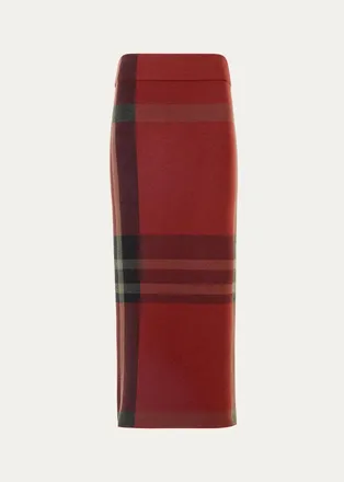 Akris Jacquard-Check Stretch-Modal Midi Skirt