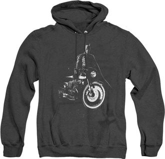 Gildan The Batman And His Motorcycle Adult Heather Hoodie / Hooded Sweatshirt
